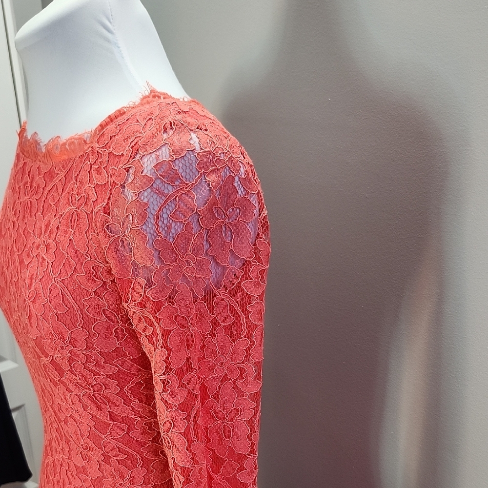 DIANE VON FURSTENBERG Zarita lace coral bodycon cocktail dress - Picture 8 of 16